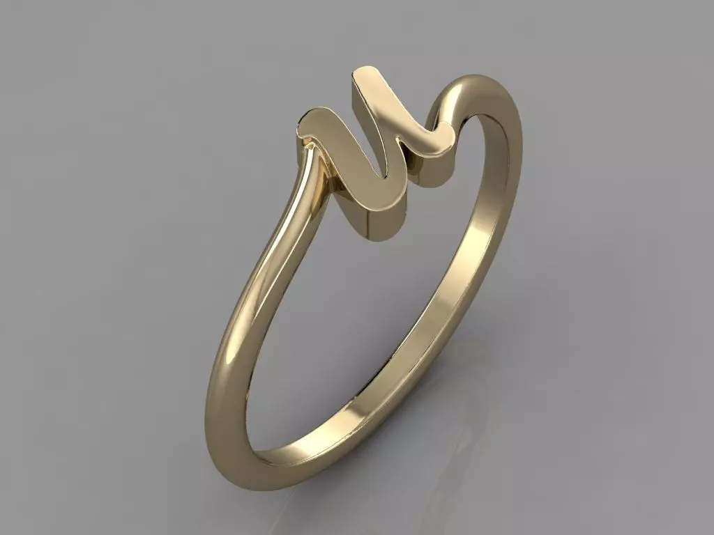 Alphabet Ring U 3D print model_0