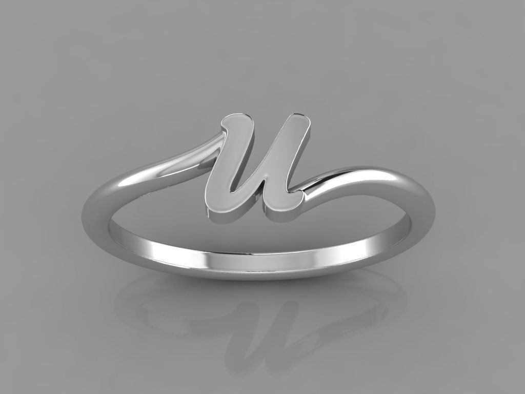Alphabet Ring U 3D print model_6