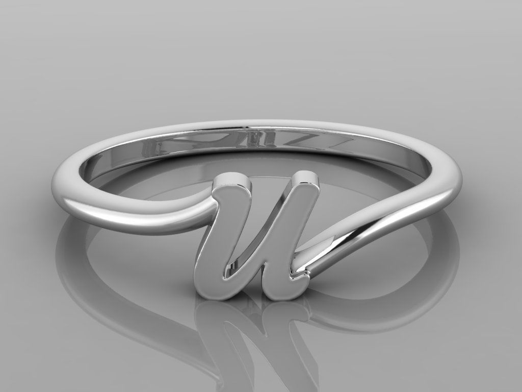 Alphabet Ring U 3D print model_8