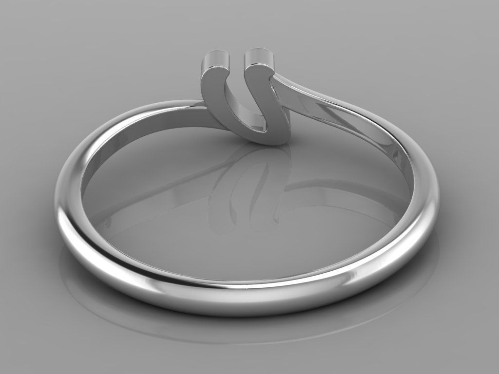 Alphabet Ring V 3D print model_9