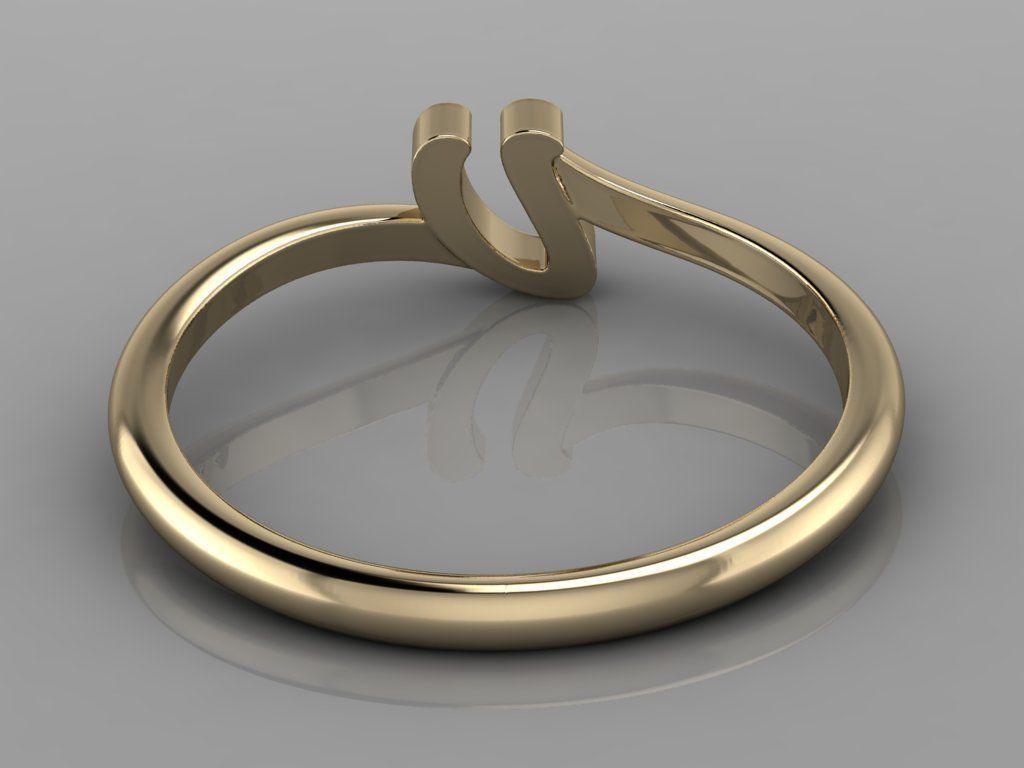 Alphabet Ring V 3D print model_12