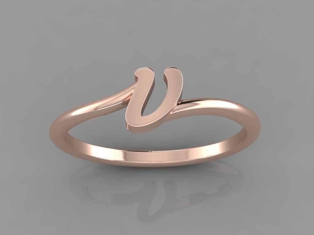 Alphabet Ring V 3D print model_2
