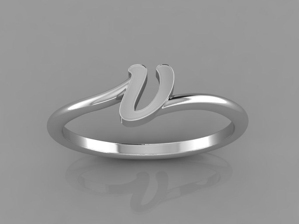 Alphabet Ring V 3D print model_6