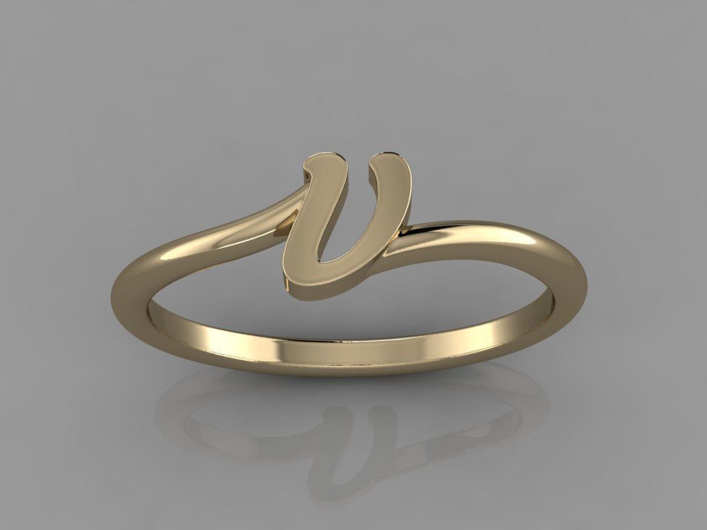 Alphabet Ring V 3D print model_10