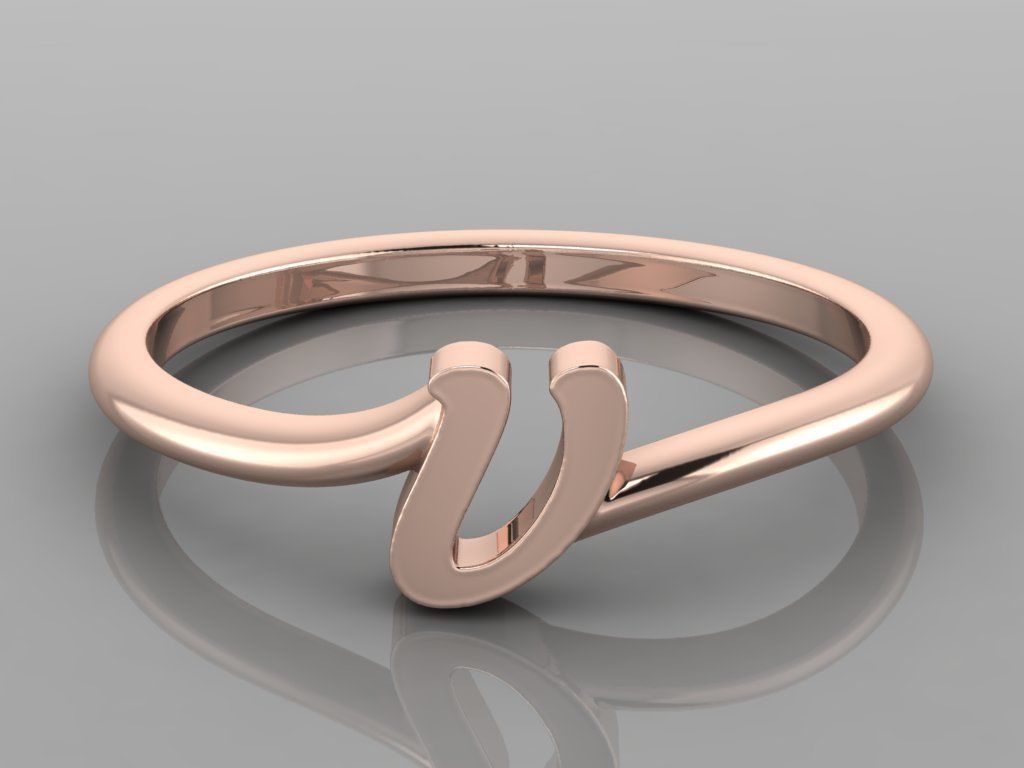 Alphabet Ring V 3D print model_4