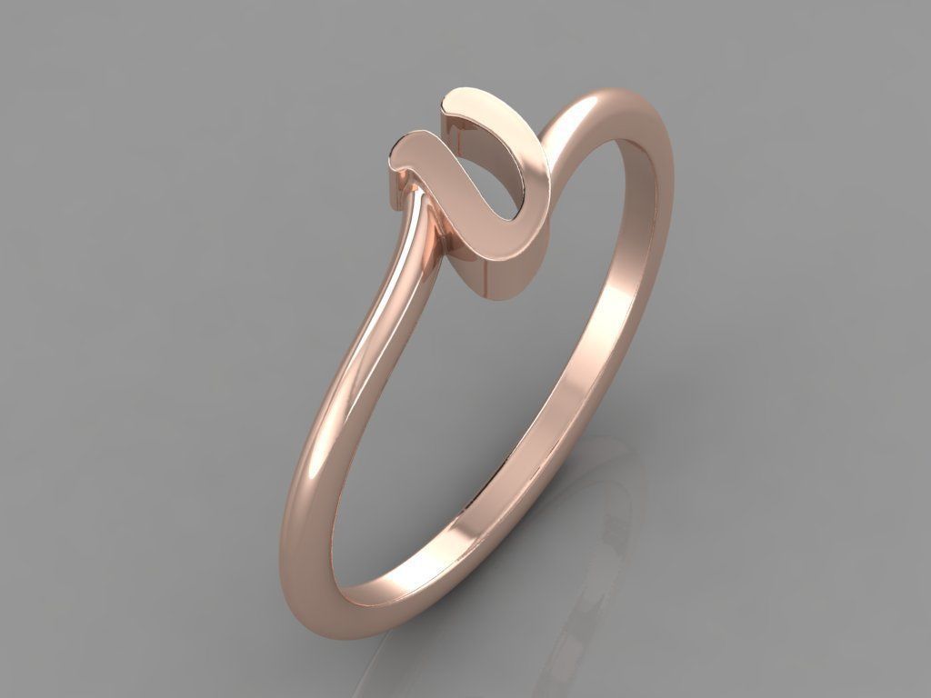 Alphabet Ring V 3D print model_3