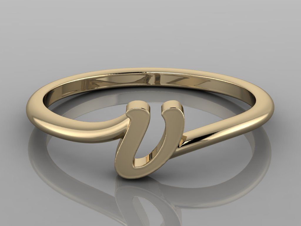 Alphabet Ring V 3D print model_11