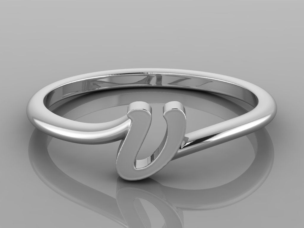 Alphabet Ring V 3D print model_8