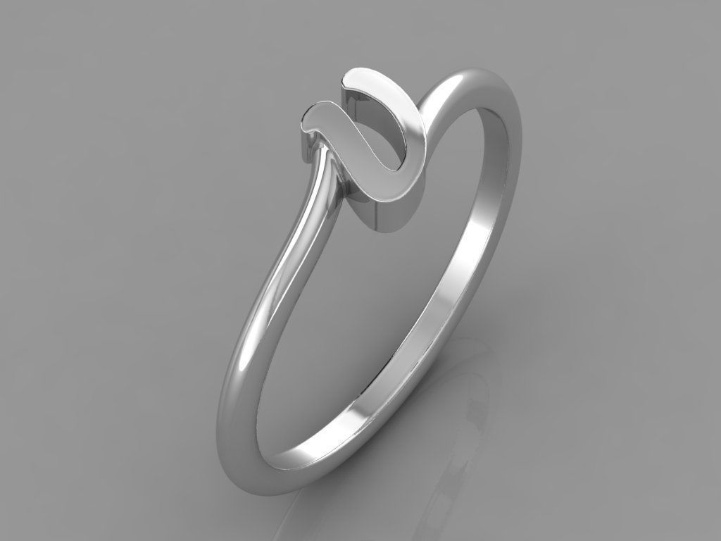 Alphabet Ring V 3D print model_7