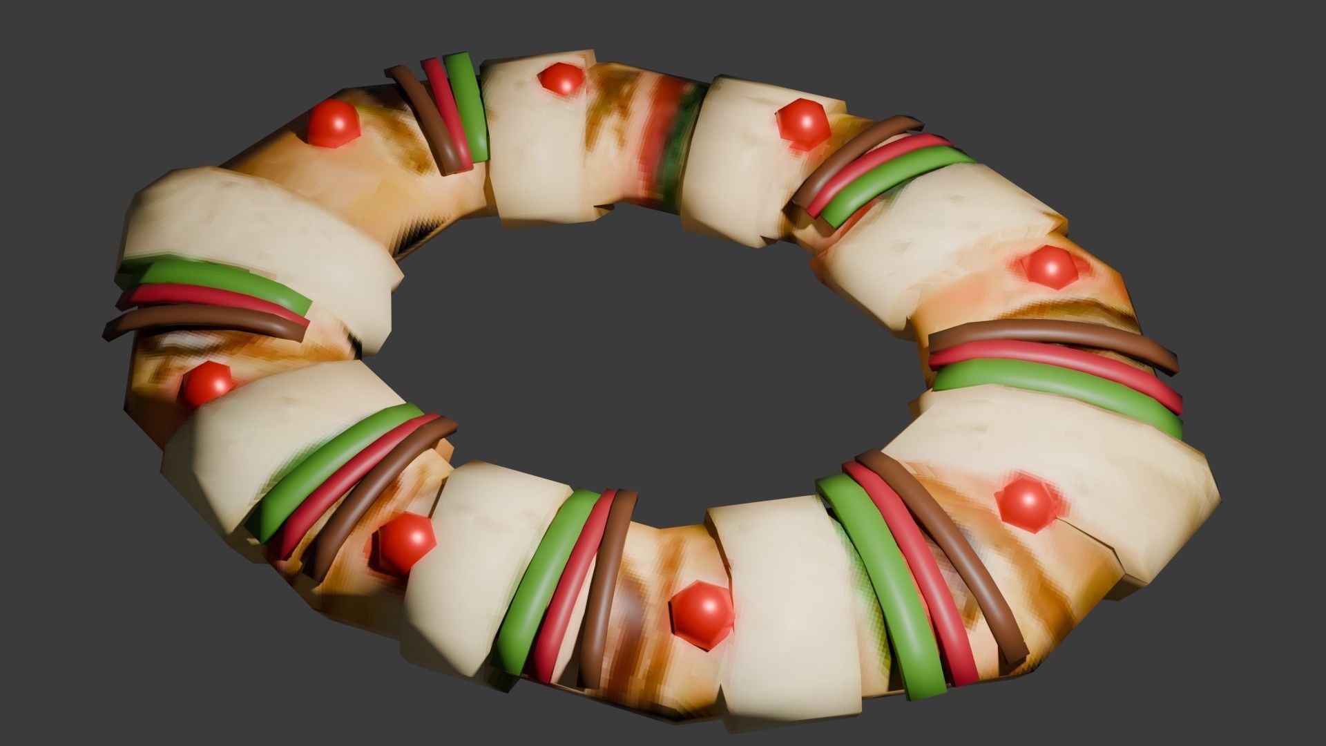 ROSCA DE REYES - Three kings bread Low-poly 3D model_2