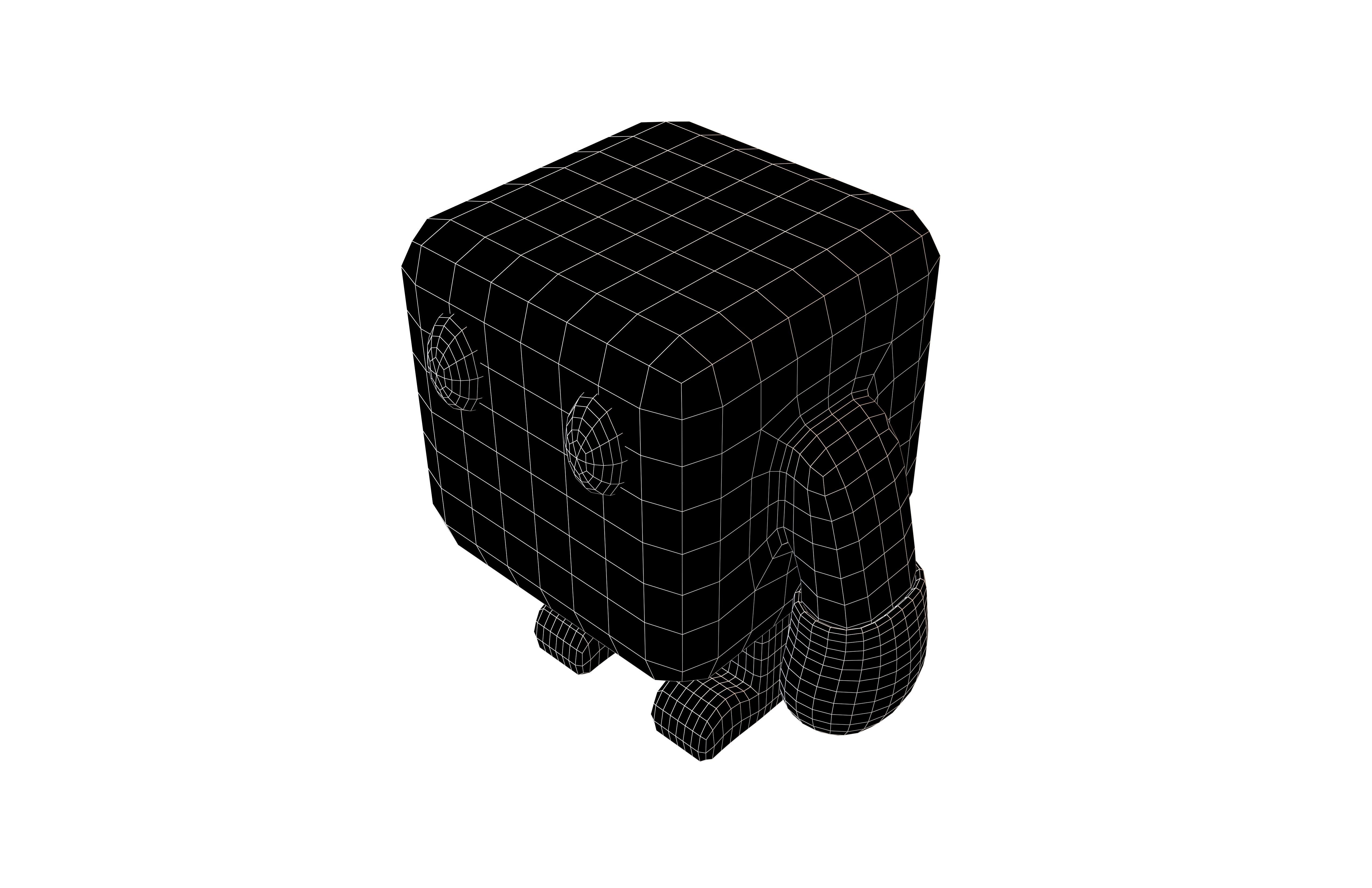 Cube Character 00003 Boxer Blue Low-poly 3D model_6
