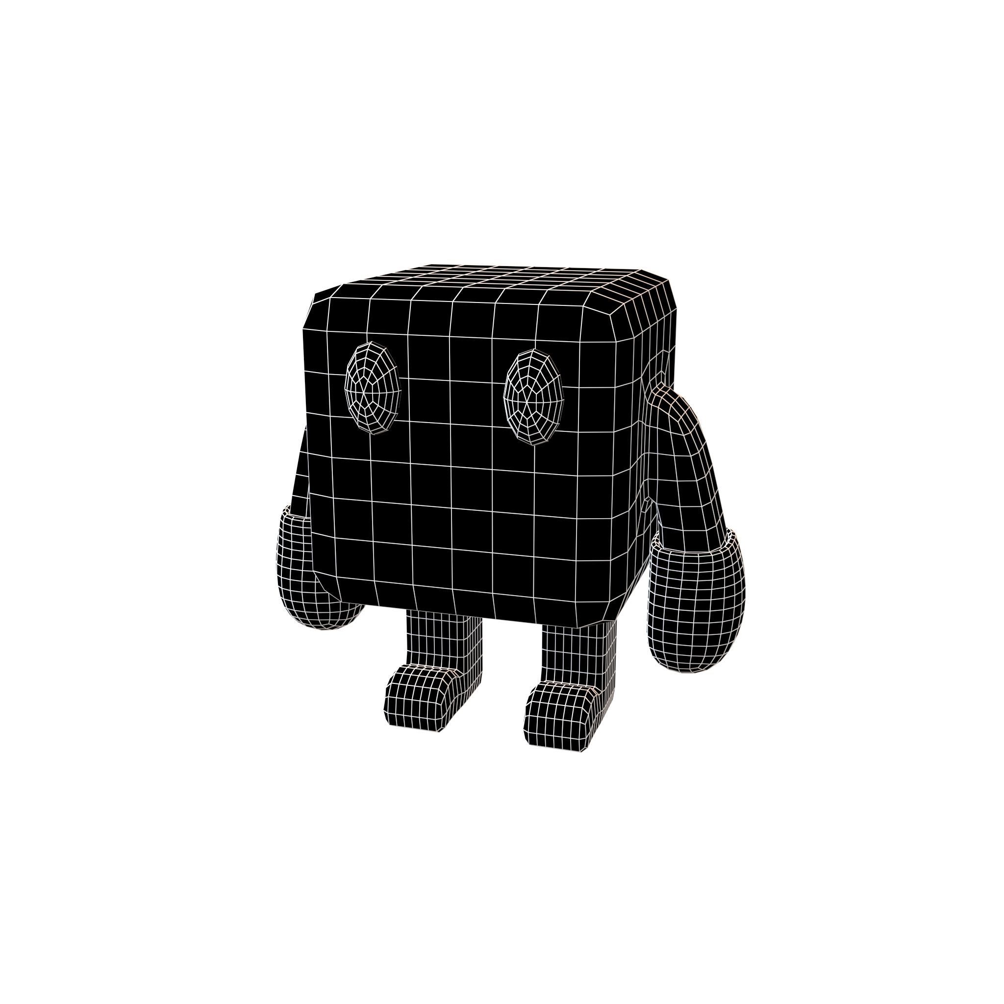 Cube Character 00003 Boxer Blue Low-poly 3D model_5