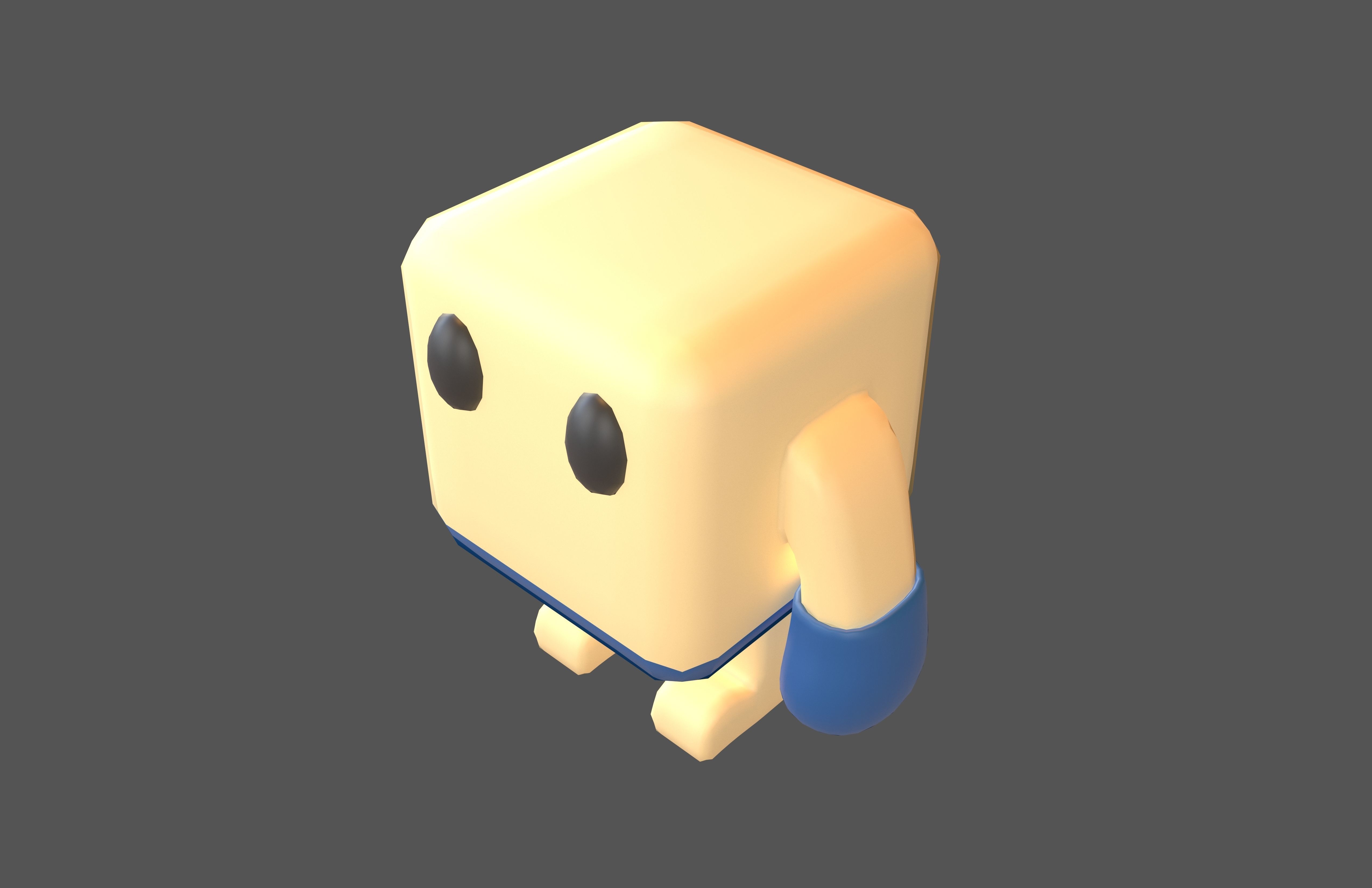 Cube Character 00003 Boxer Blue Low-poly 3D model_2