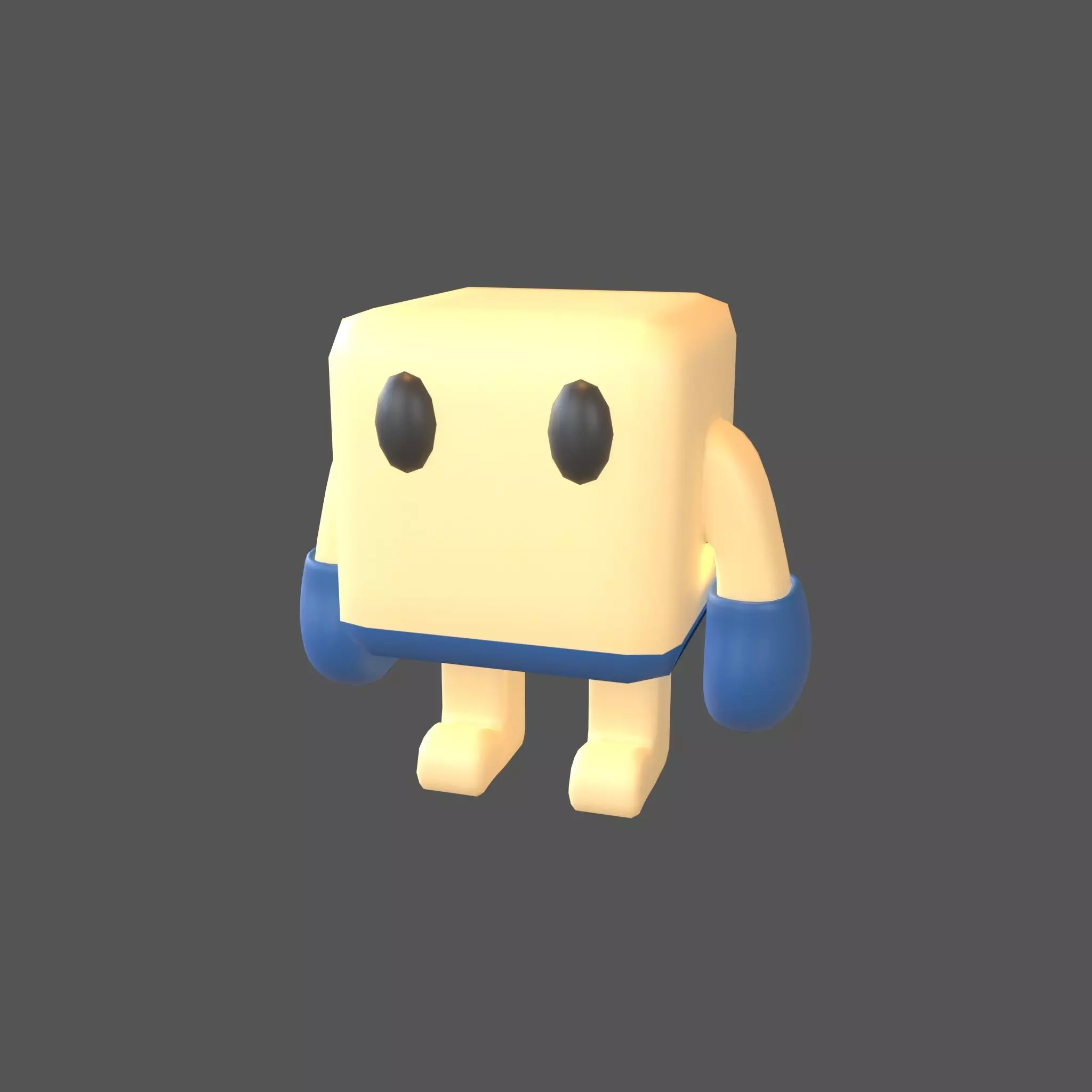 Cube Character 00003 Boxer Blue Low-poly 3D model_0