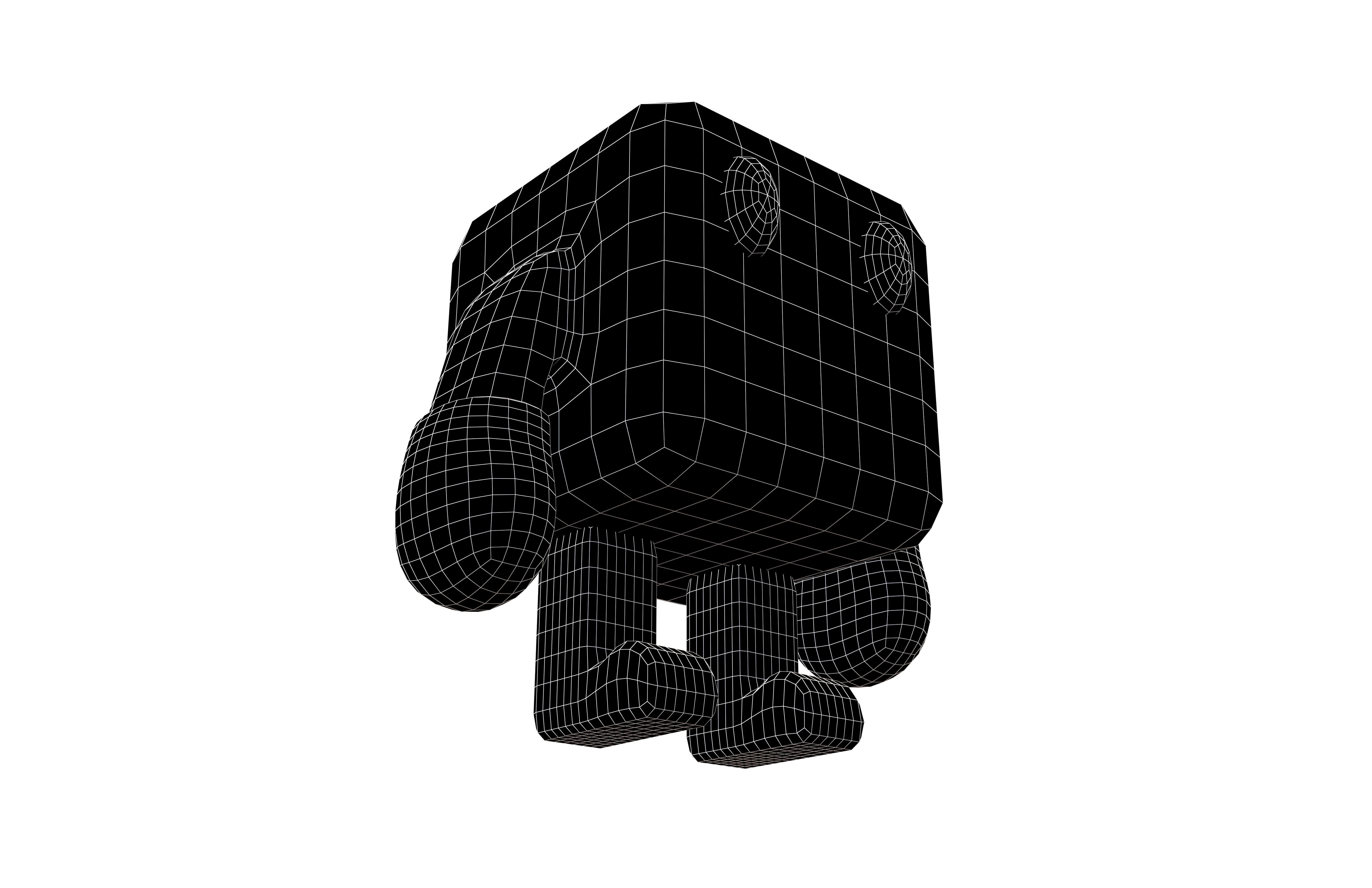 Cube Character 00003 Boxer Blue Low-poly 3D model_7
