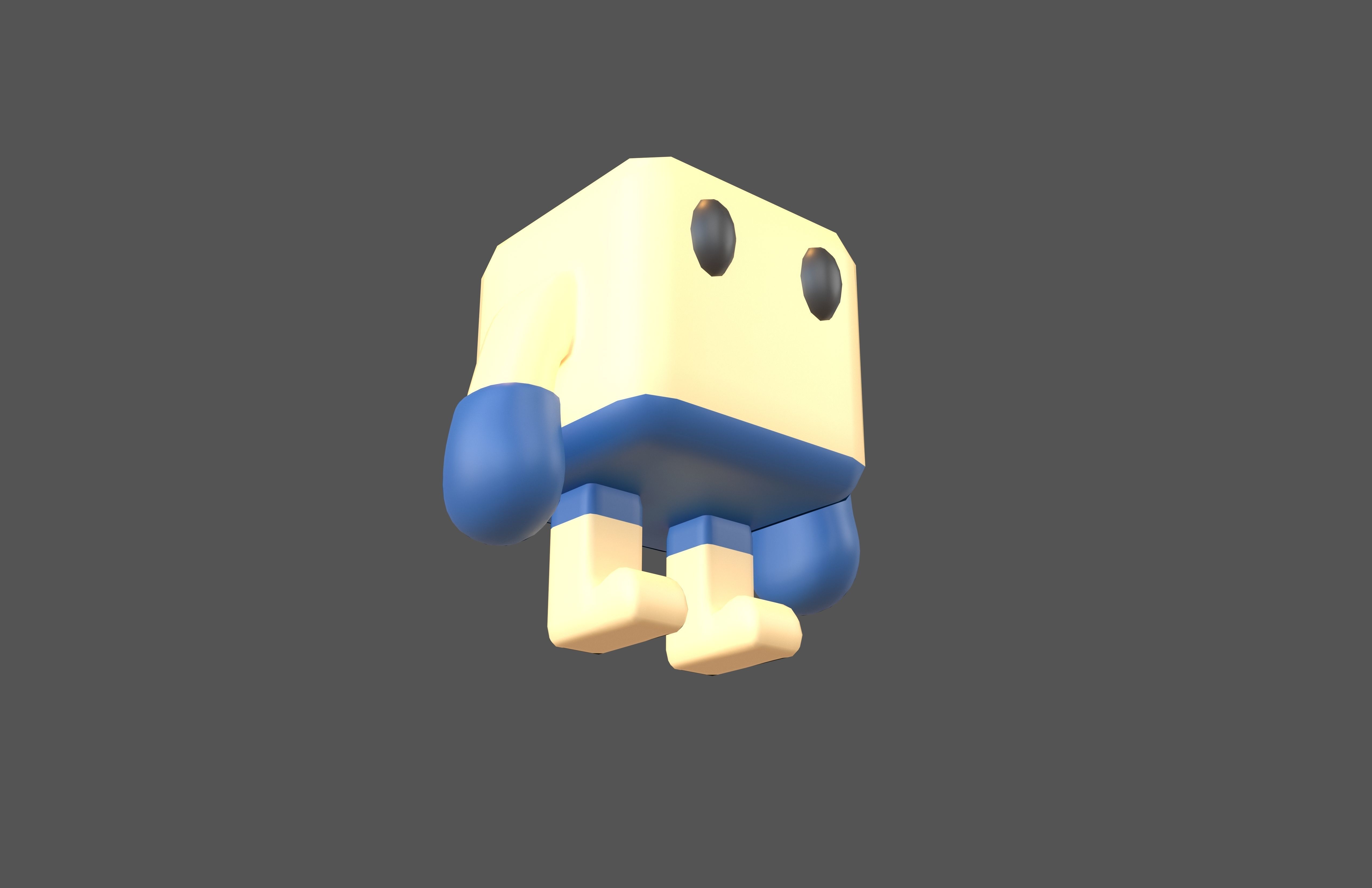 Cube Character 00003 Boxer Blue Low-poly 3D model_3
