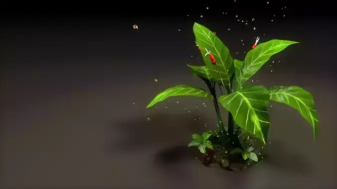Grass Flower Alocasia Low-poly 3D model