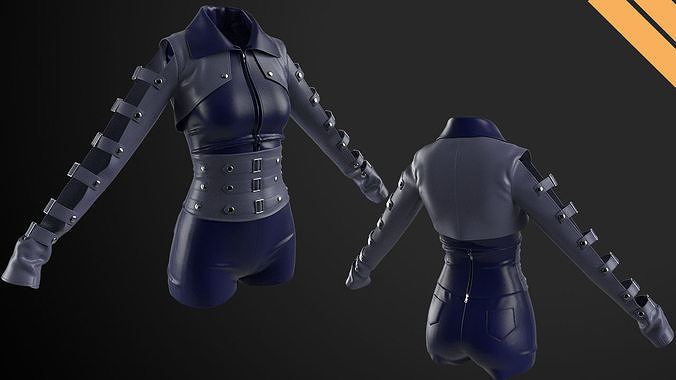 Ladies Stage Outfit in Marvelous Designer Low-poly 3D model