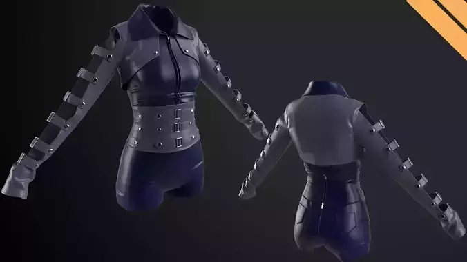 Ladies Stage Outfit in Marvelous Designer Low-poly 3D model