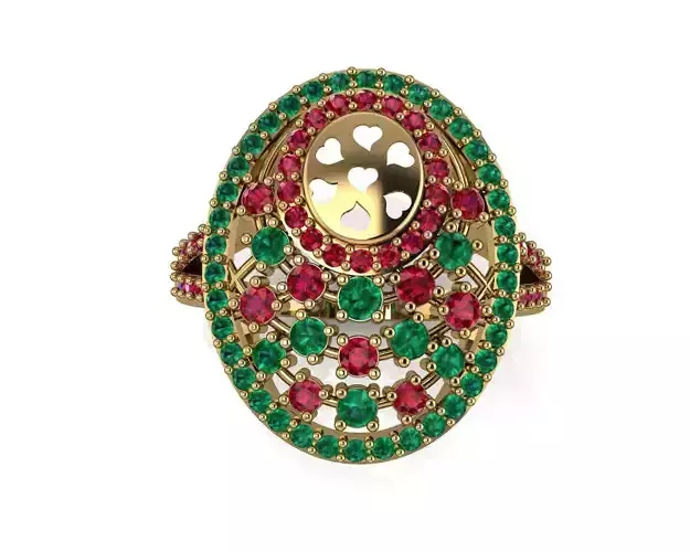 Modern ruby emerald ring