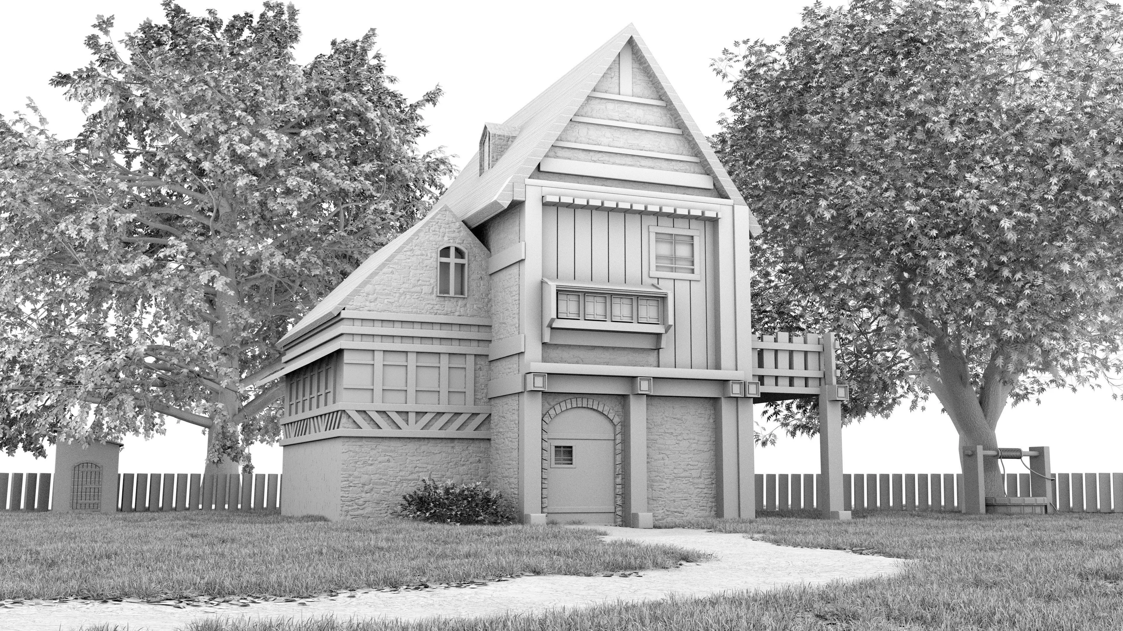 house model medieval 3D model_0