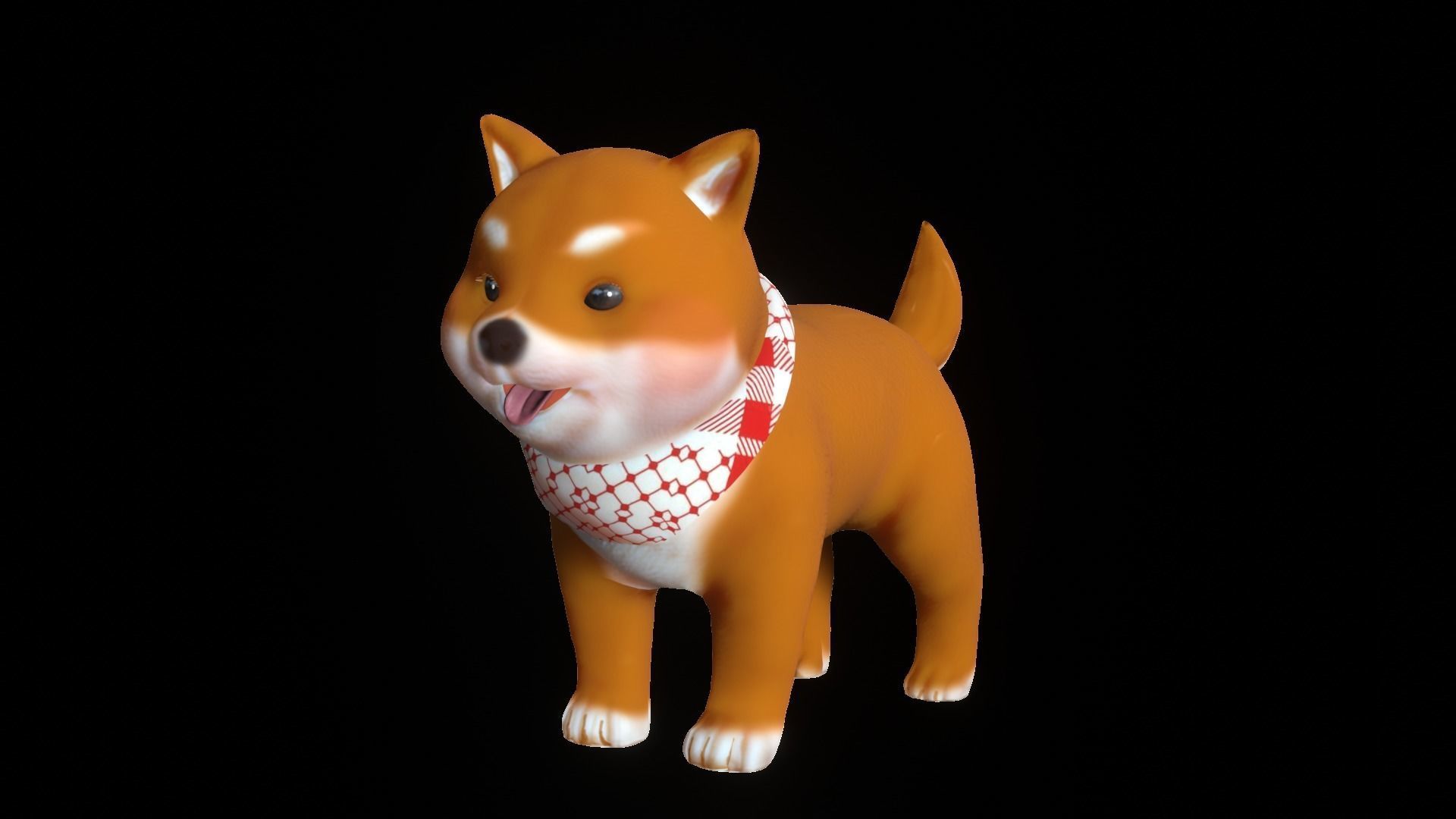 Shiba Dog Puppy Low-poly 3D model_3