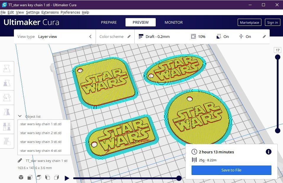 Star wars key chain 3D print model_1