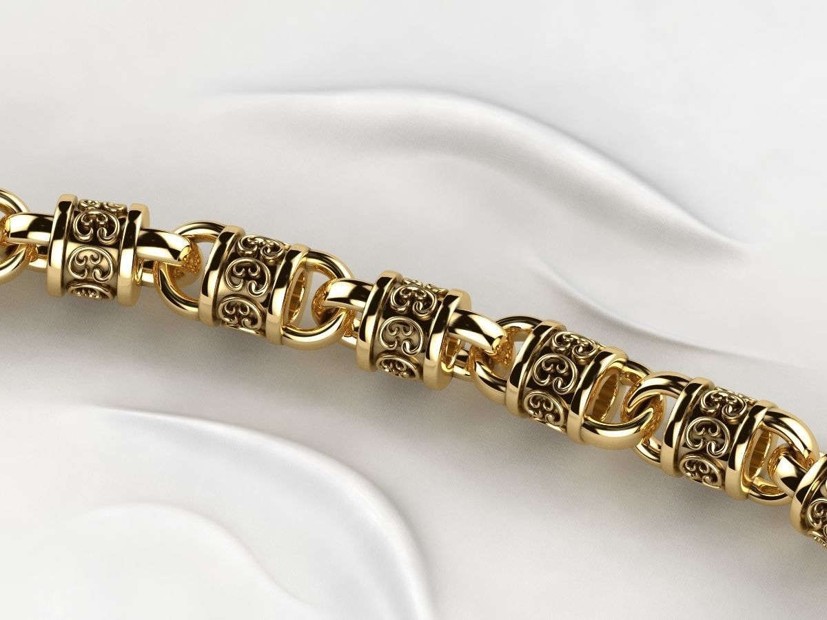 Rhodium Plating Gold Chain Bracelet 3D print model_2