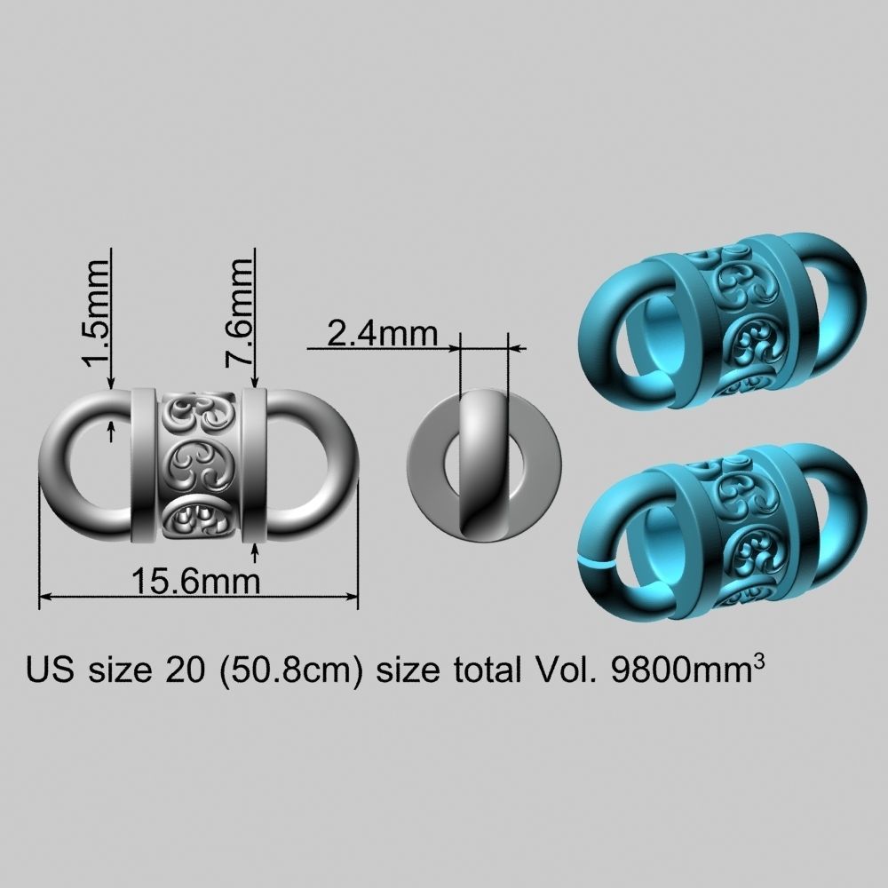 Rhodium Plating Gold Chain Bracelet 3D print model_18