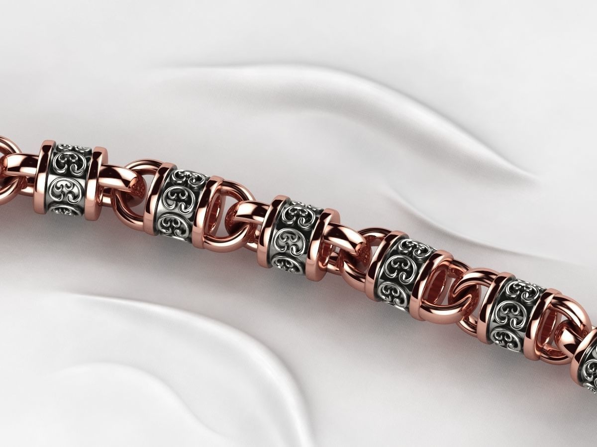 Rhodium Plating Gold Chain Bracelet 3D print model_9