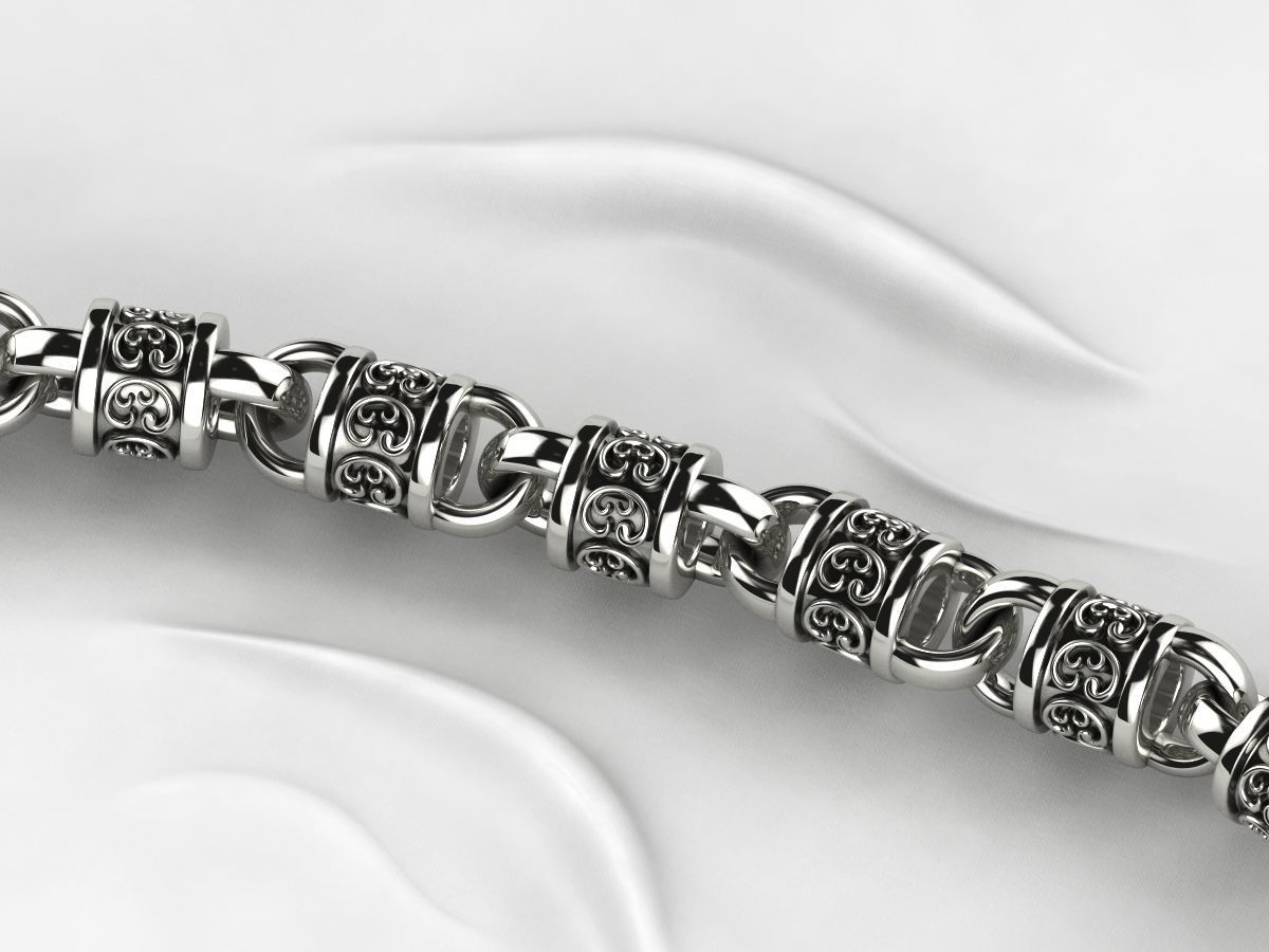 Rhodium Plating Gold Chain Bracelet 3D print model_5