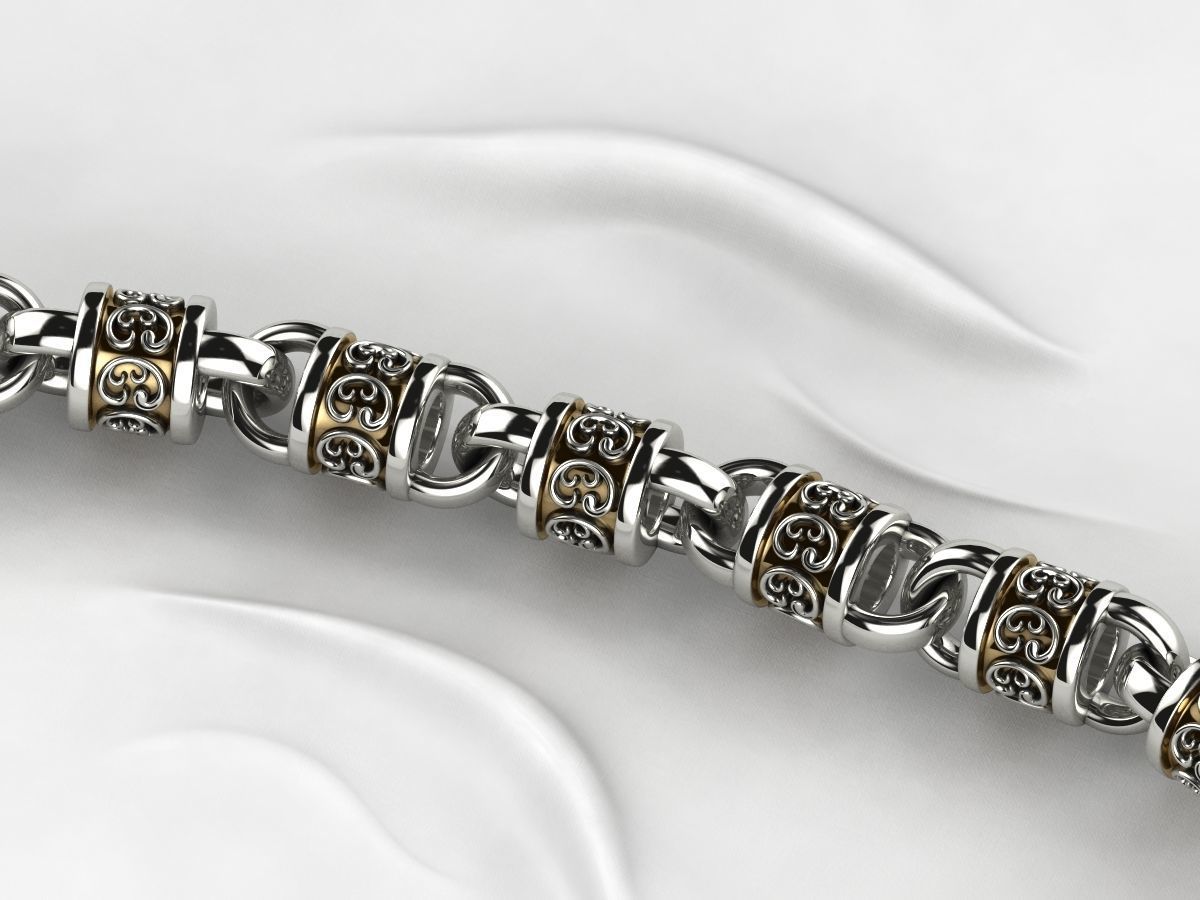 Rhodium Plating Gold Chain Bracelet 3D print model_6