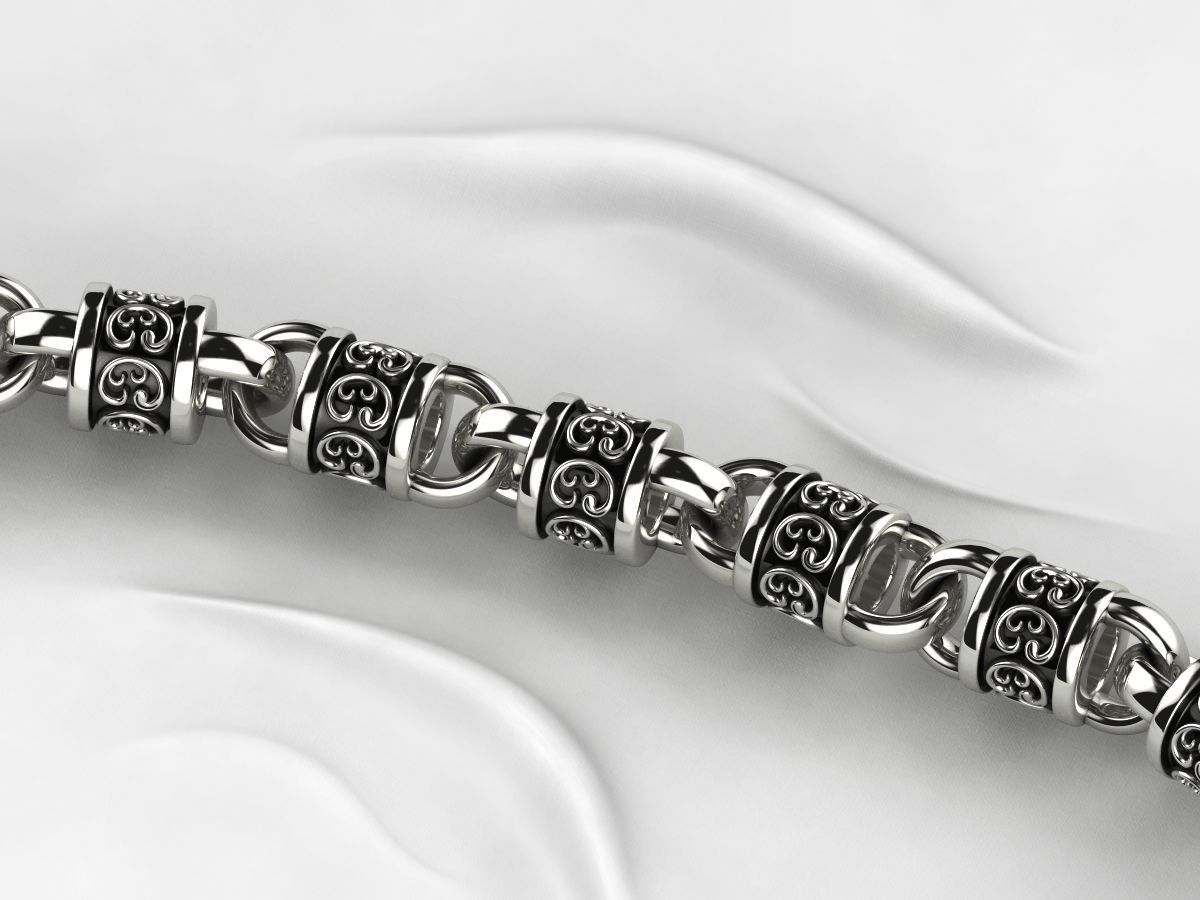 Rhodium Plating Gold Chain Bracelet 3D print model_4