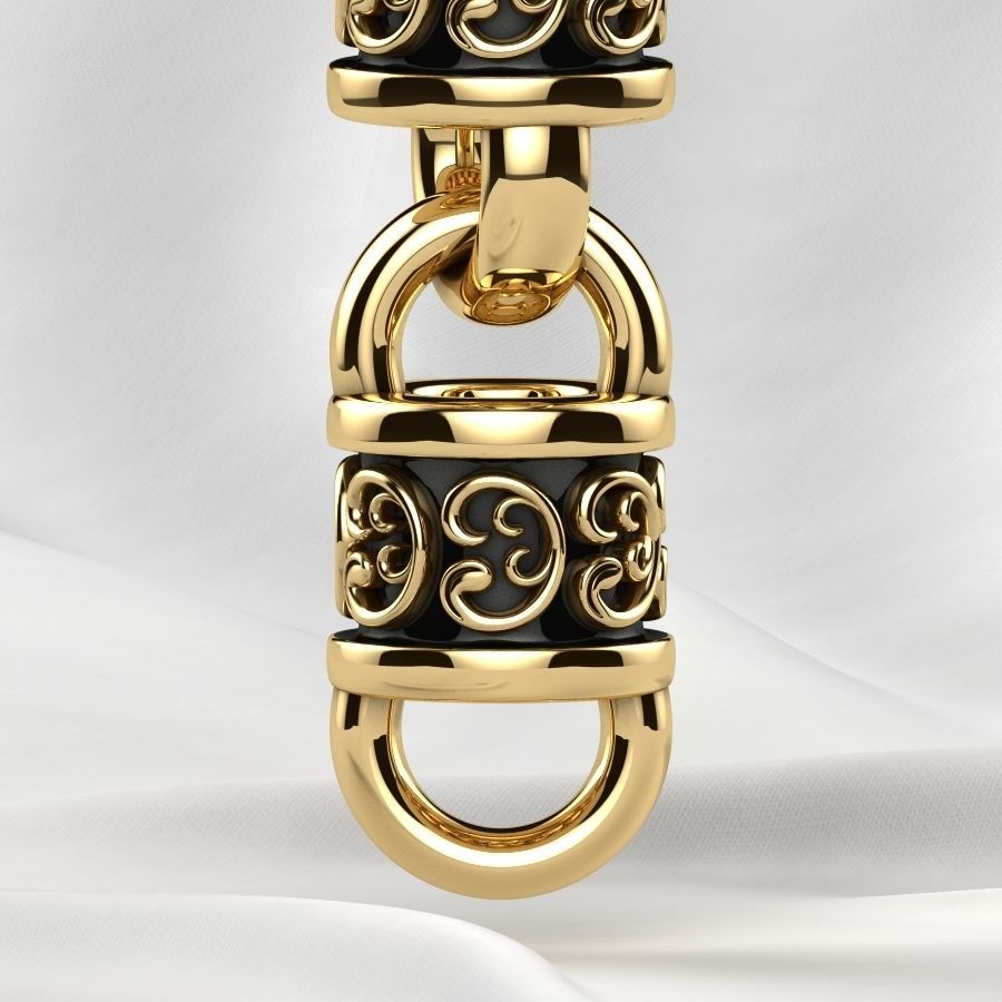 Rhodium Plating Gold Chain Bracelet 3D print model_11