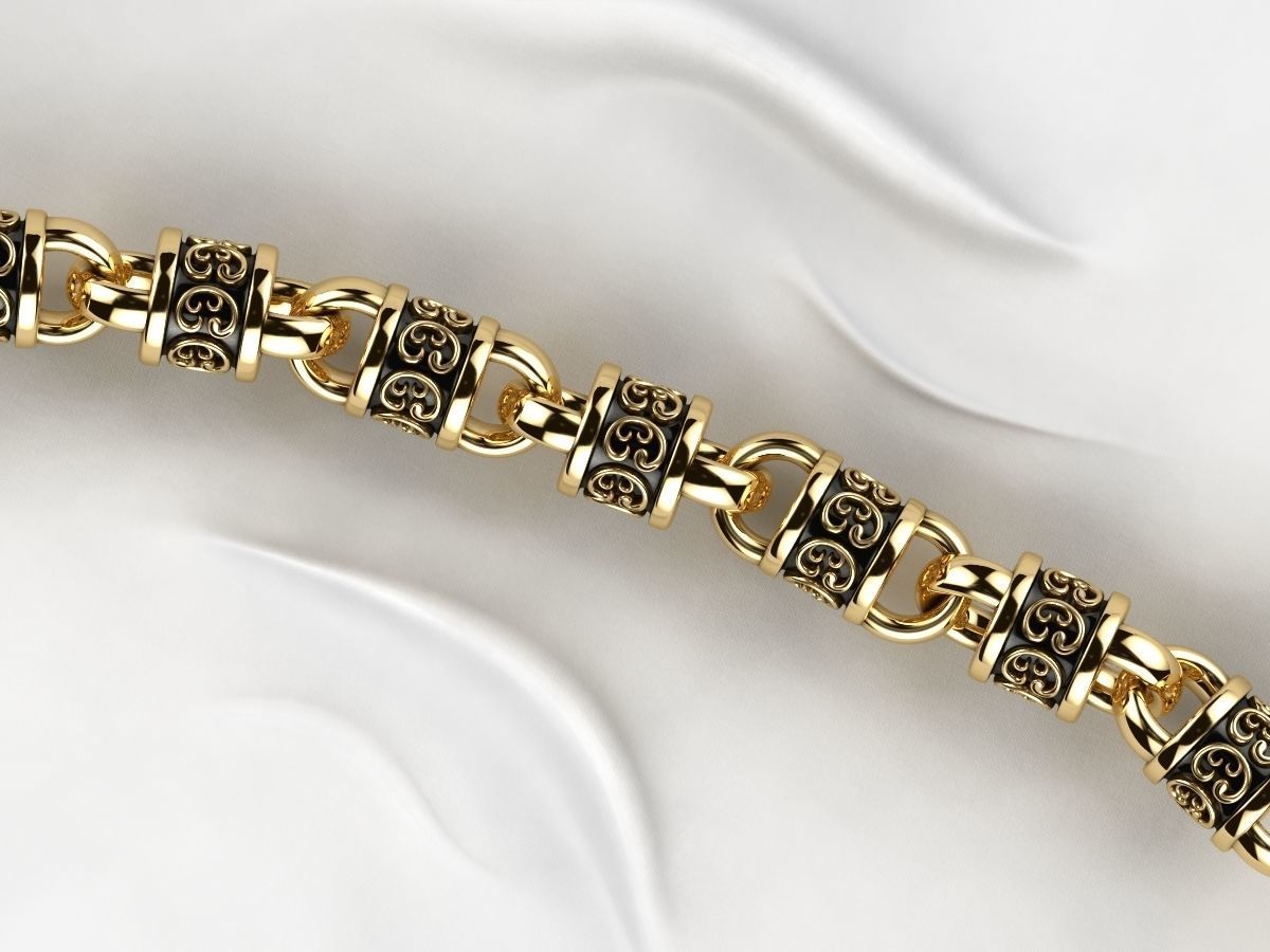 Rhodium Plating Gold Chain Bracelet 3D print model_10