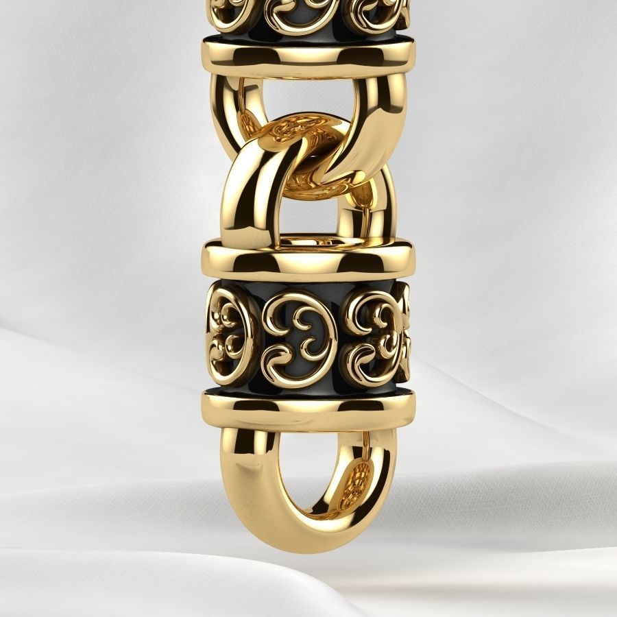 Rhodium Plating Gold Chain Bracelet 3D print model_14