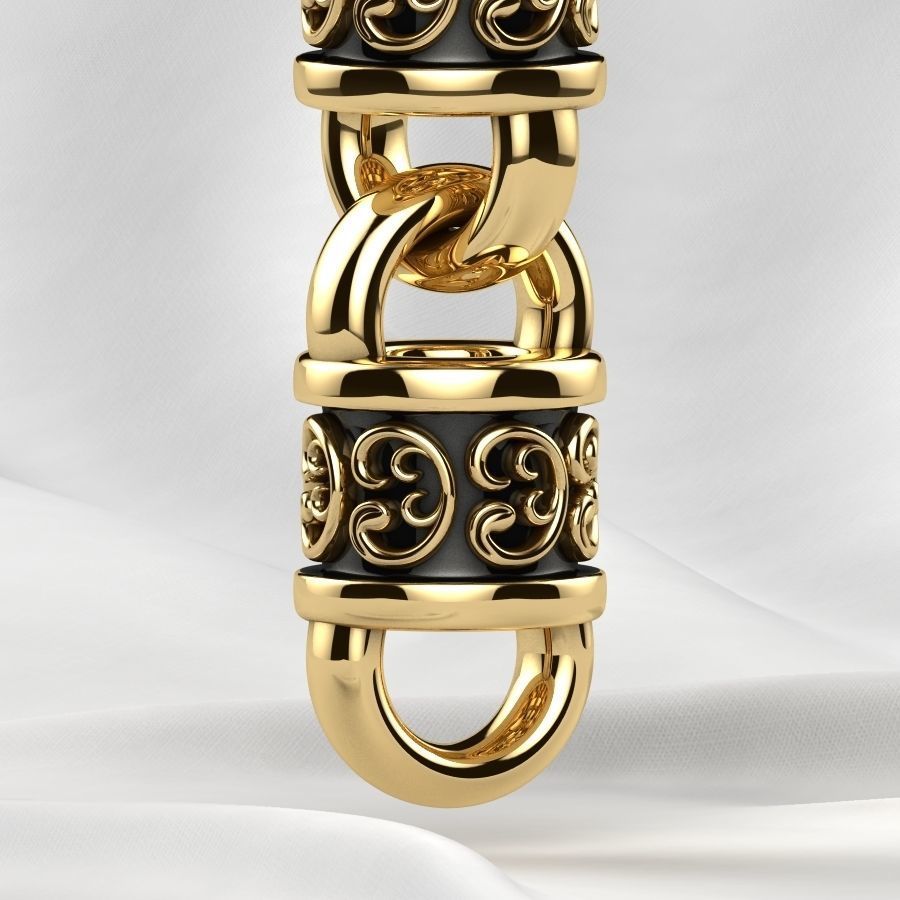 Rhodium Plating Gold Chain Bracelet 3D print model_13