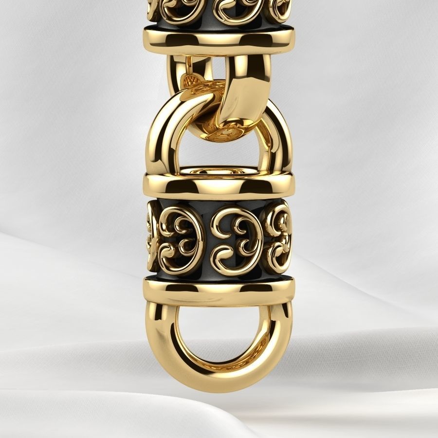 Rhodium Plating Gold Chain Bracelet 3D print model_12