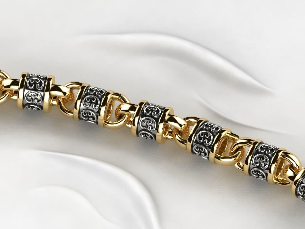 Rhodium Plating Gold Chain Bracelet 3D print model_3