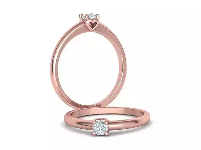 Promise Solitaire Ring Heart design 3dmodel 3D print model