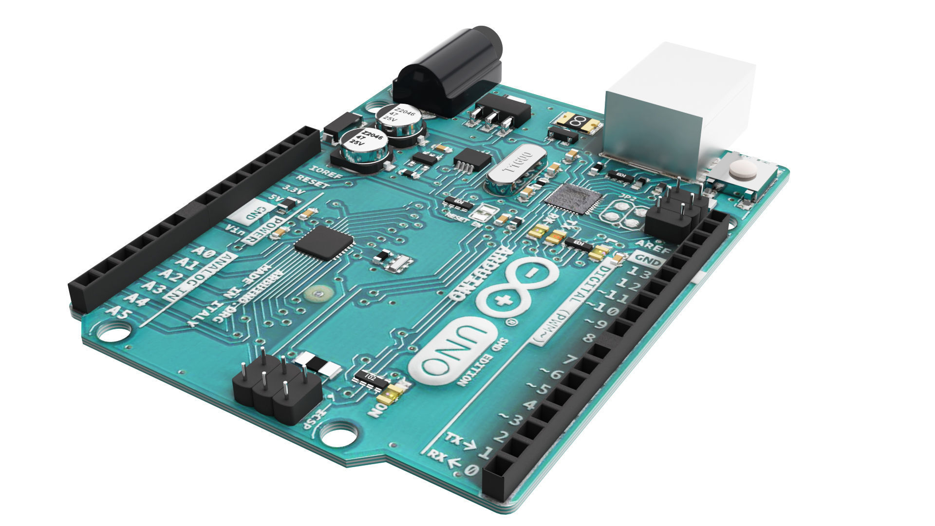Arduino Uno Low-poly 3D model_6