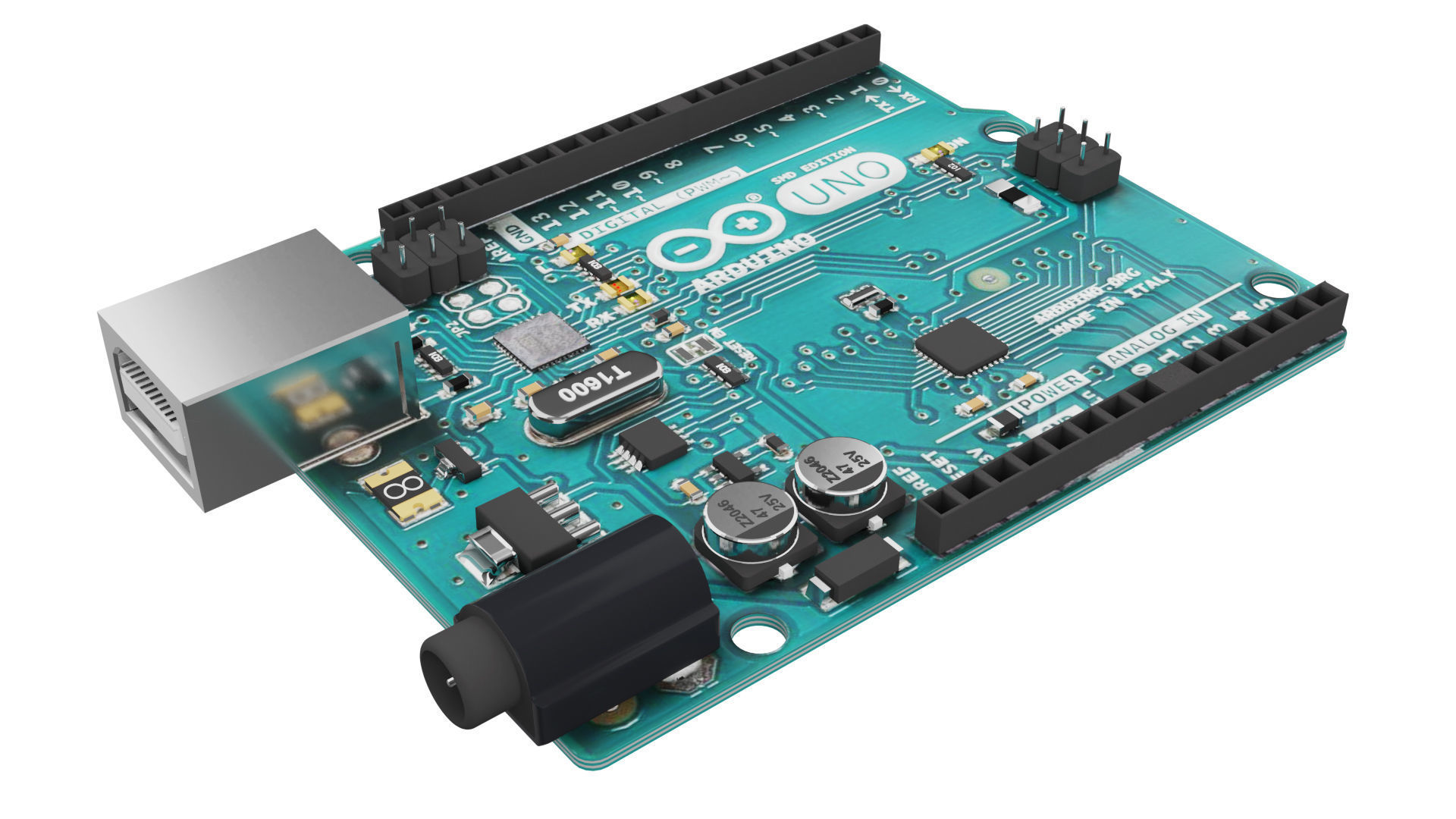 Arduino Uno Low-poly 3D model_4