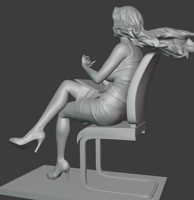 Secretary woman on chair 3D print model_6