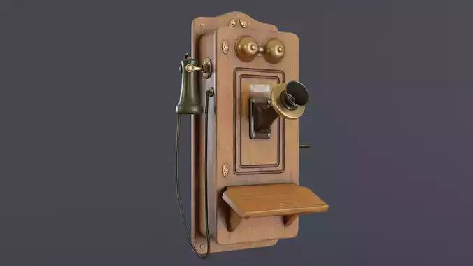 Antique Wall Phone Low-poly 3D model