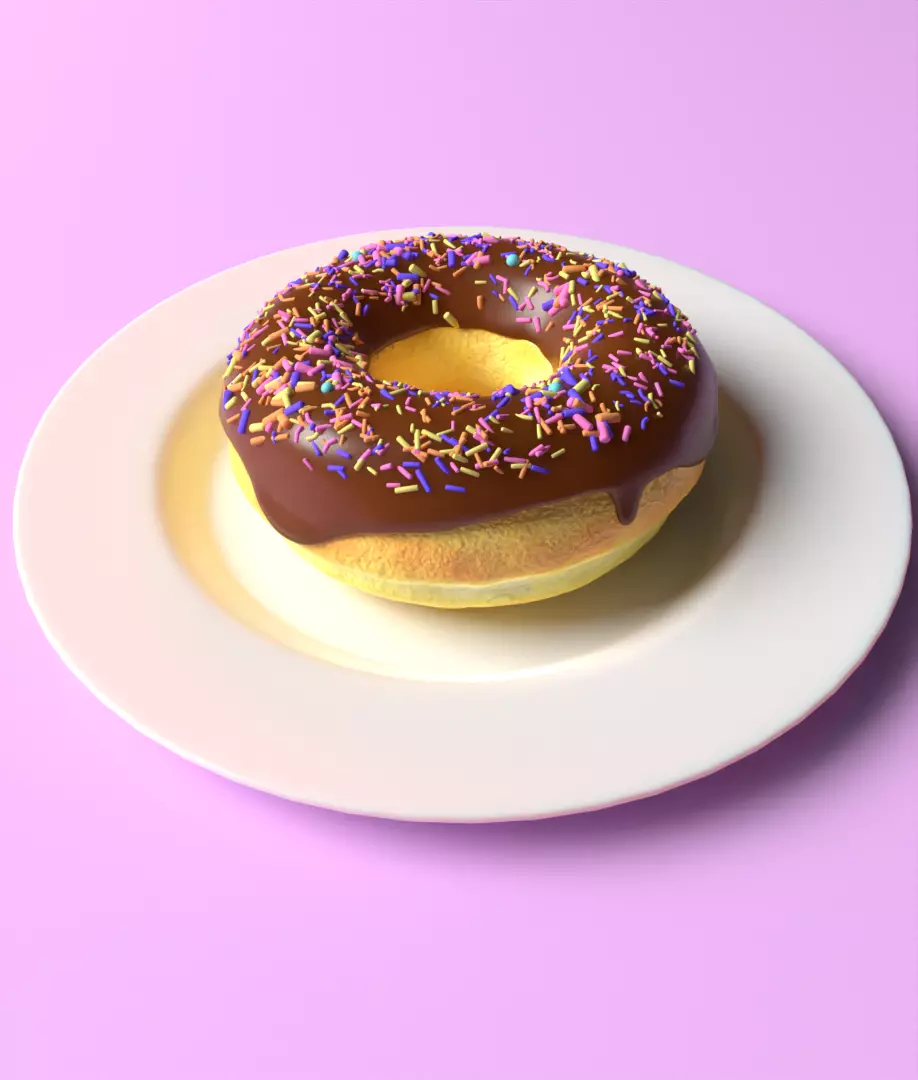 Delicious chocolate donut with sprinkles  3D model_0
