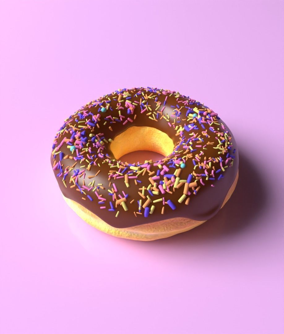 Delicious chocolate donut with sprinkles  3D model_1