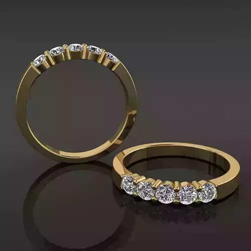 5 Stone Diamond Ring Band Engagement 3mm