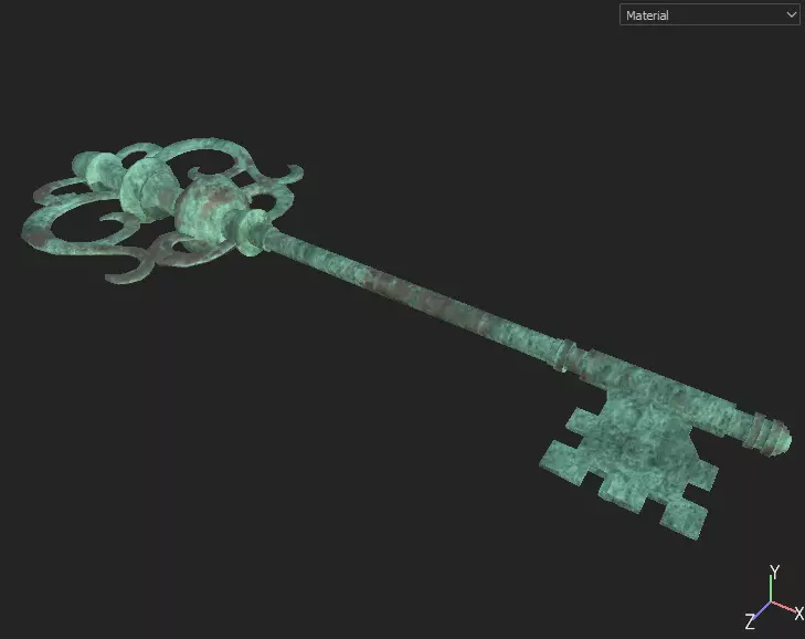 Brass key Free low-poly 3D model_0