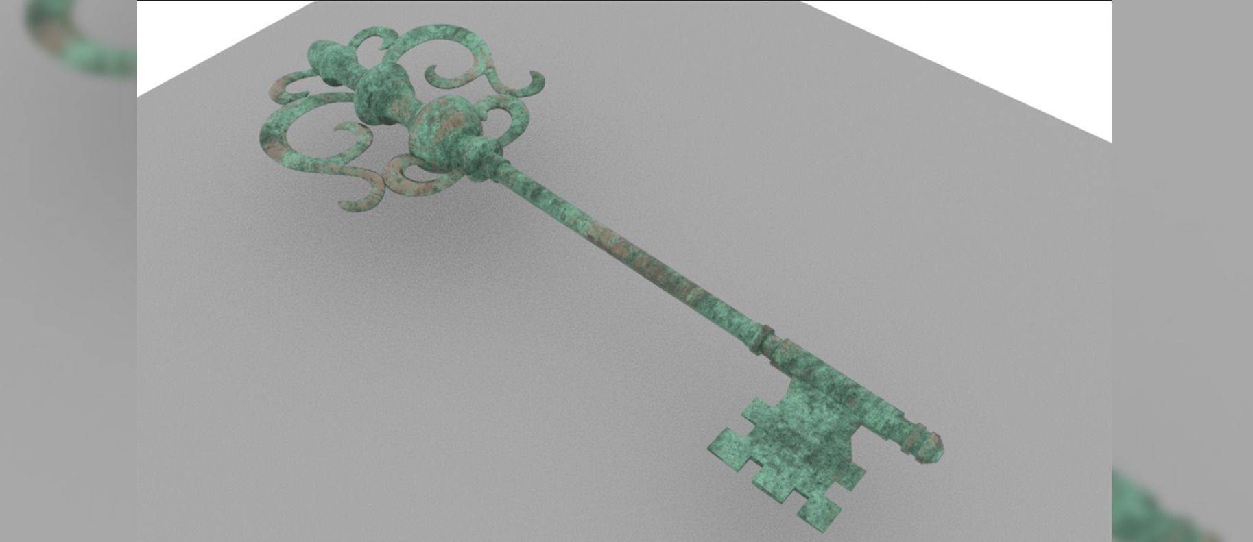 Brass key Free low-poly 3D model_4