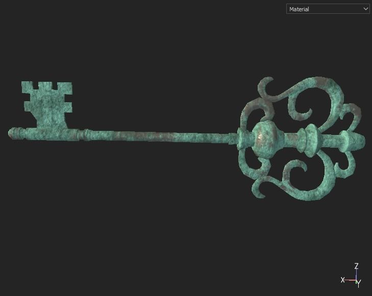 Brass key Free low-poly 3D model_1